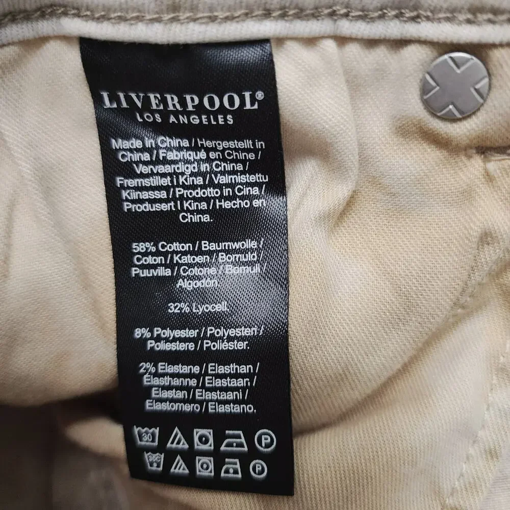 Liverpool Hannah Cropped Jeans High Waist Tie Dye  Raw Hem Size 2/26